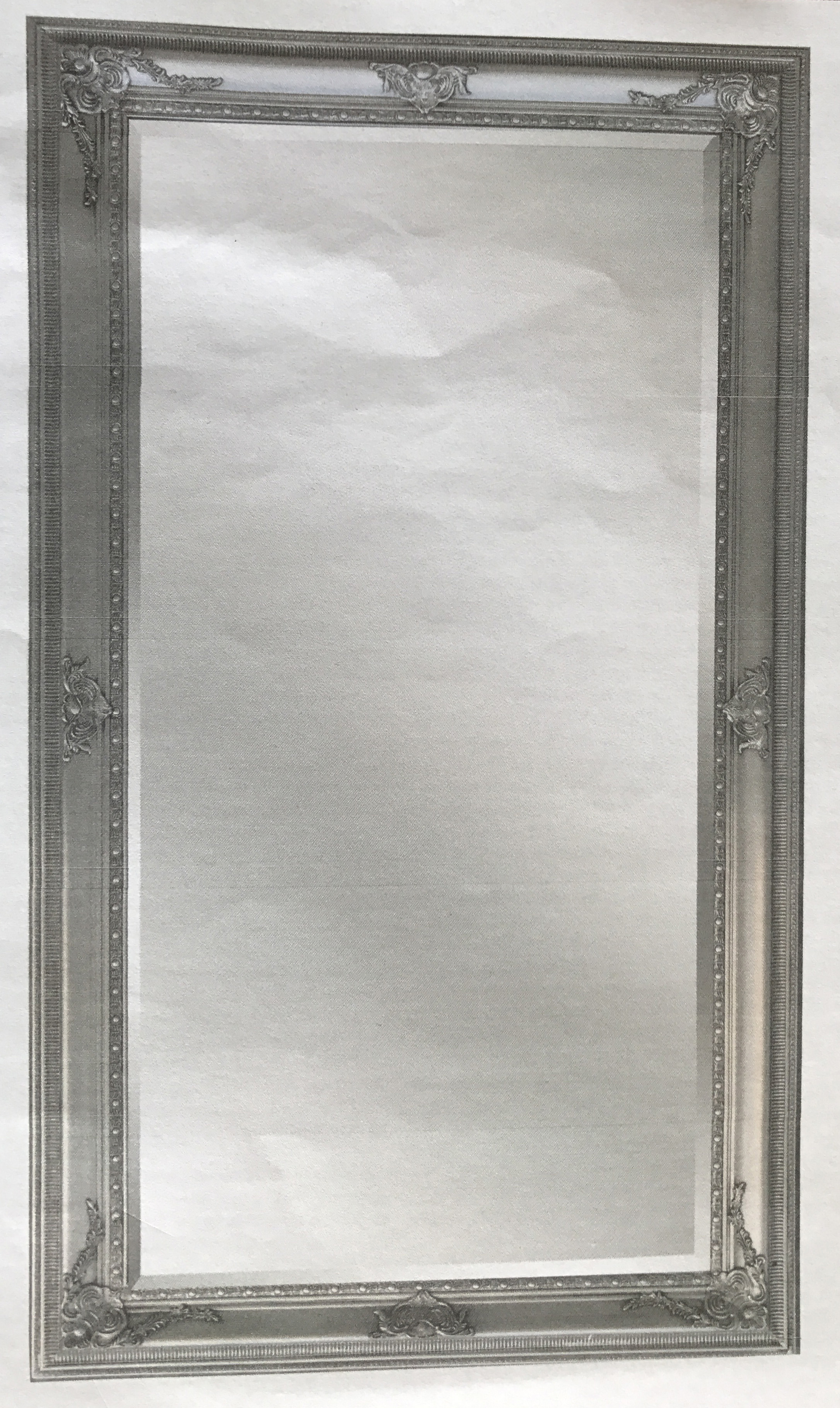 Large Leaner Mirror In Antique Silver