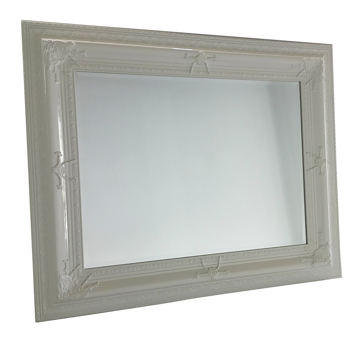 Shiny White Frame  with Bevell Mirror         