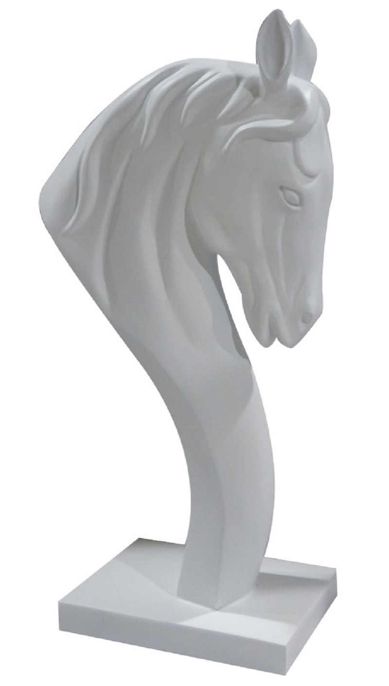 Horse Head on Stand - White 