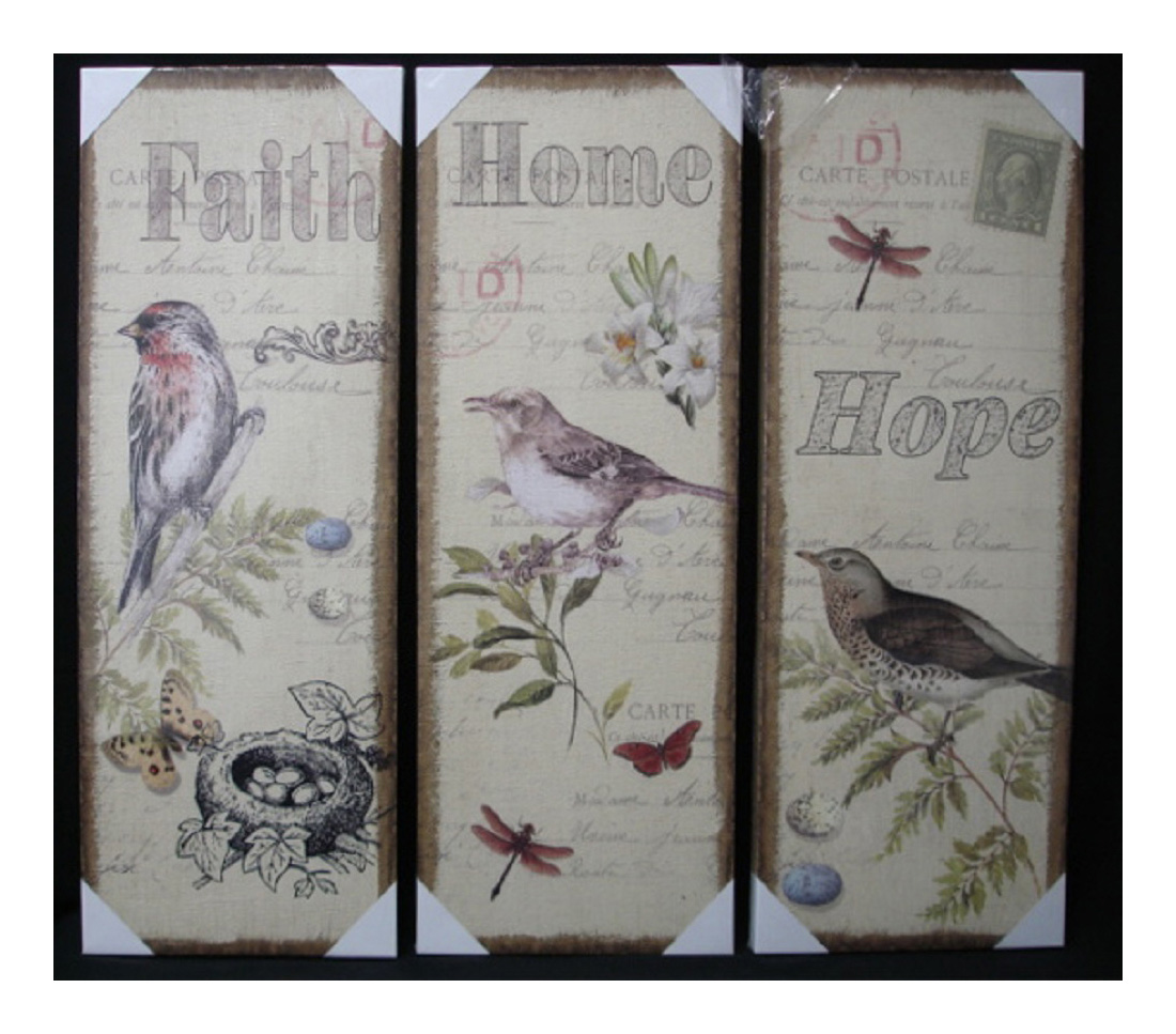 Set/3 Panels of Birds