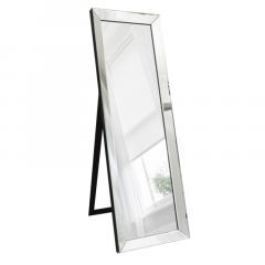 Mirror with mirror side strips and with beveled mirror                                  