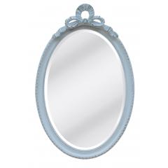 Oval ornate shape in antique matt white with bevel mirror