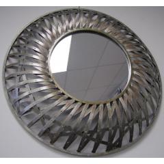 Metal Woven Round Mirror   