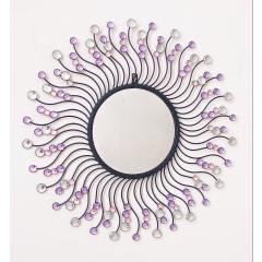 Round mirror with pink gem beads